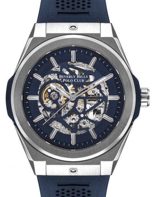 BEVERLY HILLS POLO CLUB , Automatic Blue Rubber Strap BEVERLY HILLS