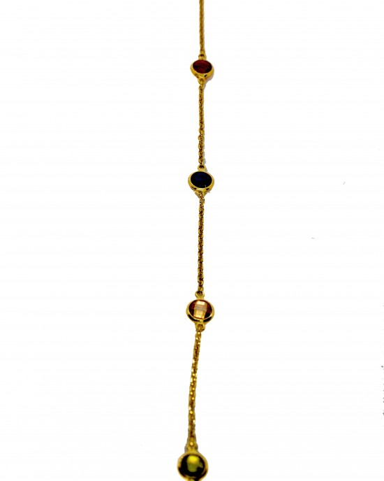 Βραχιόλι Κ14 με χρωματιστές πέτρες, κίτρινος χρυσός ΒΡΑΧΙΟΛΙΑ