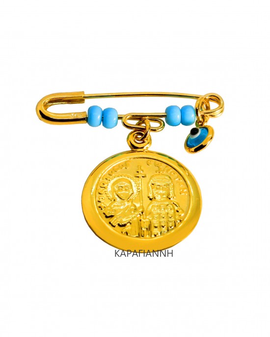Baby pin christian charm, K9 yellow gold BABIES PINS
